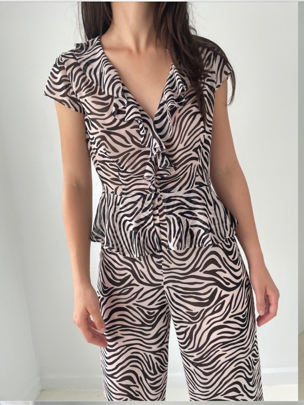 Victoria Secret Semi Sheer Zebra Matching Set Pajama Chic Lounge to Streetwear - Picture 4 of 13